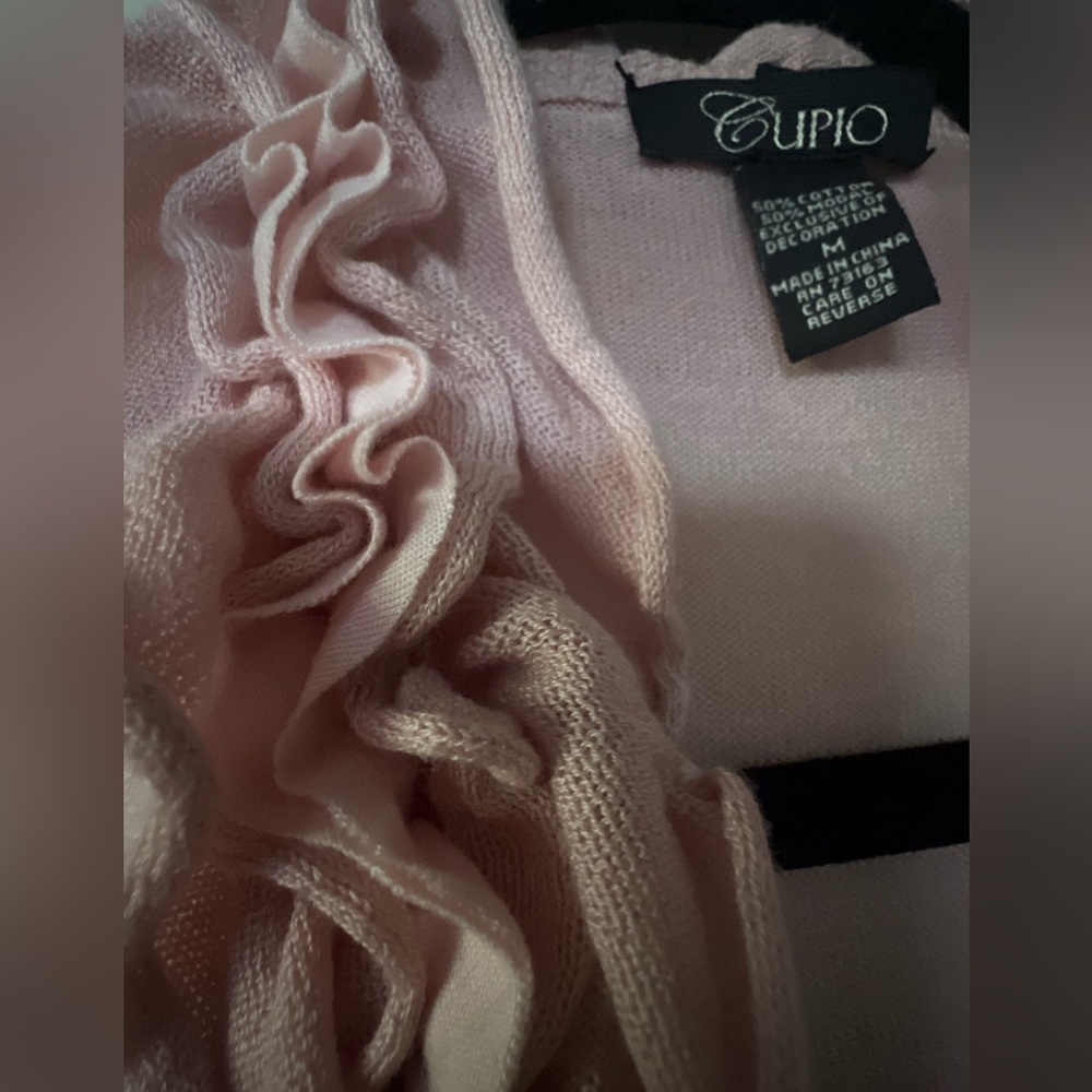 CUPIO Ruffled Knit Cardigan - Light Pink - Picture 2 of 7